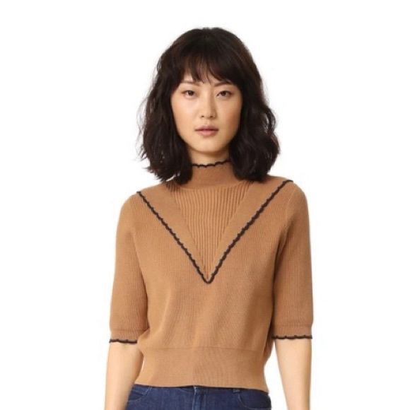 Ganni Tops - Ganni Harrison Y2K Pullover in Tobacco Brown w/ Navy Details S/M (no tags)